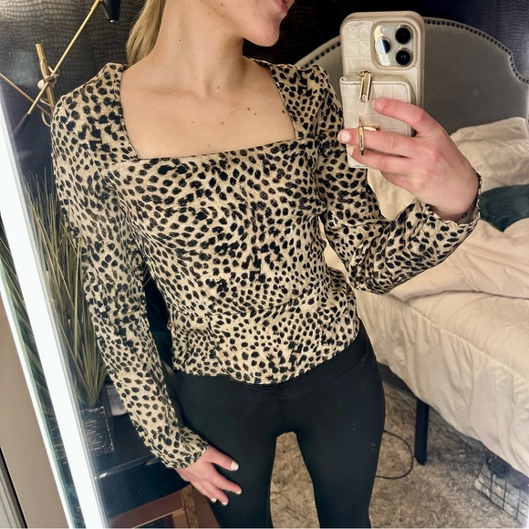 H&M Tops - H&M Cheetah Silk Blouse (NWOT)